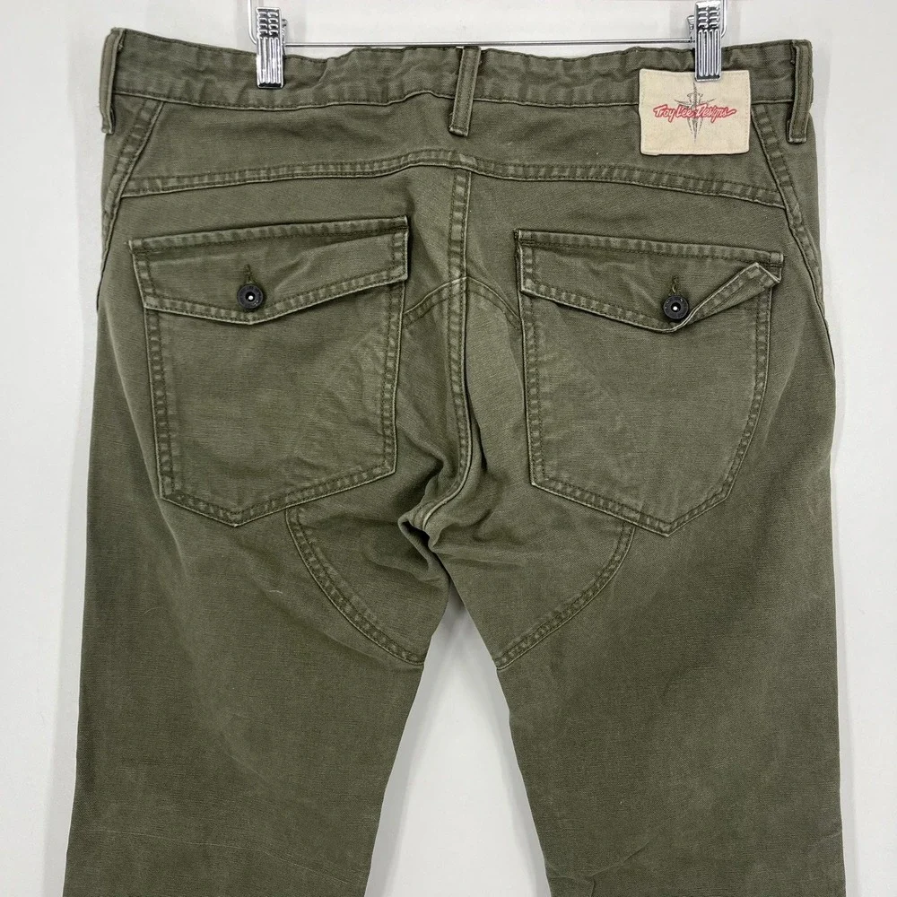 Troy Lee Designs Mens Olive Green Cotton Canvas Articulated Knee Pants Size 36